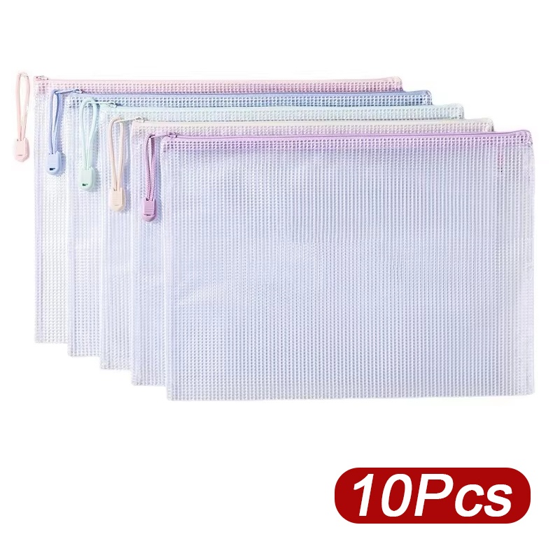 Stationery Supplier - 5-30pcs Zipper Mesh Bag A4/A5 Plastic