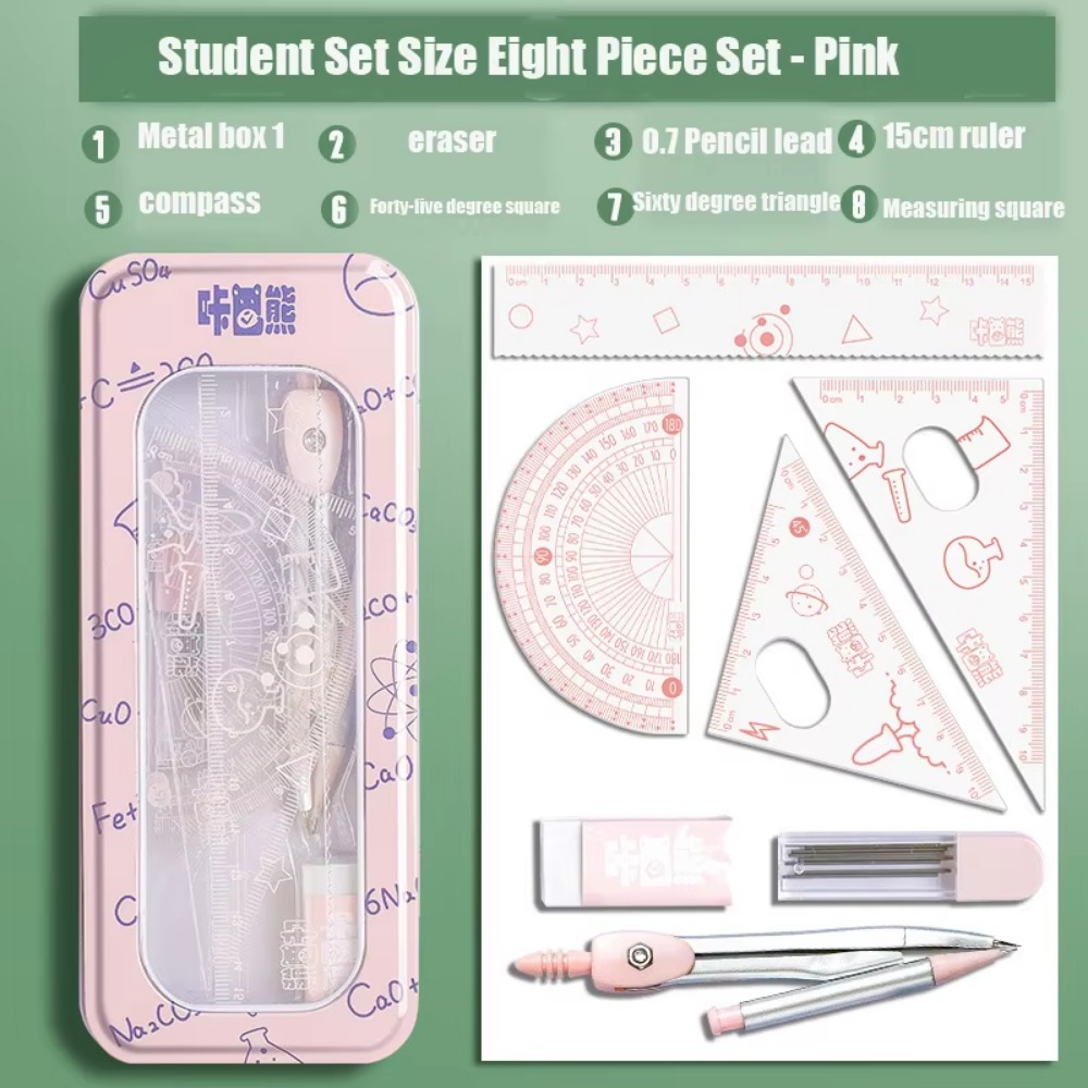Compass Geometry Set - 8Pcs/Set Multifunctional Math Geometry Set 0.7mm