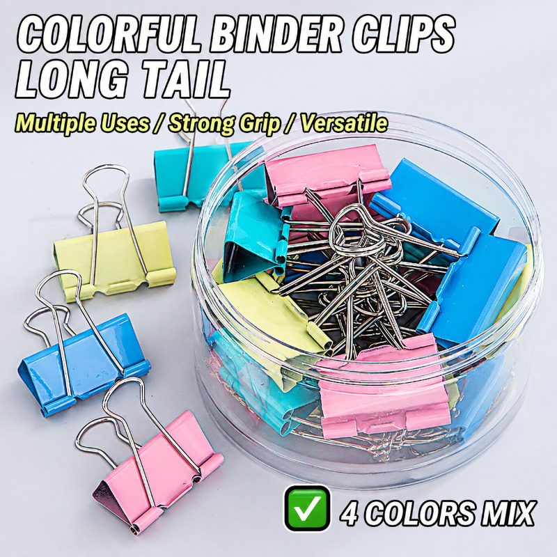 40PCS/Set Long Colorful Metal  - огляд і ціна Binder Clip Assorted