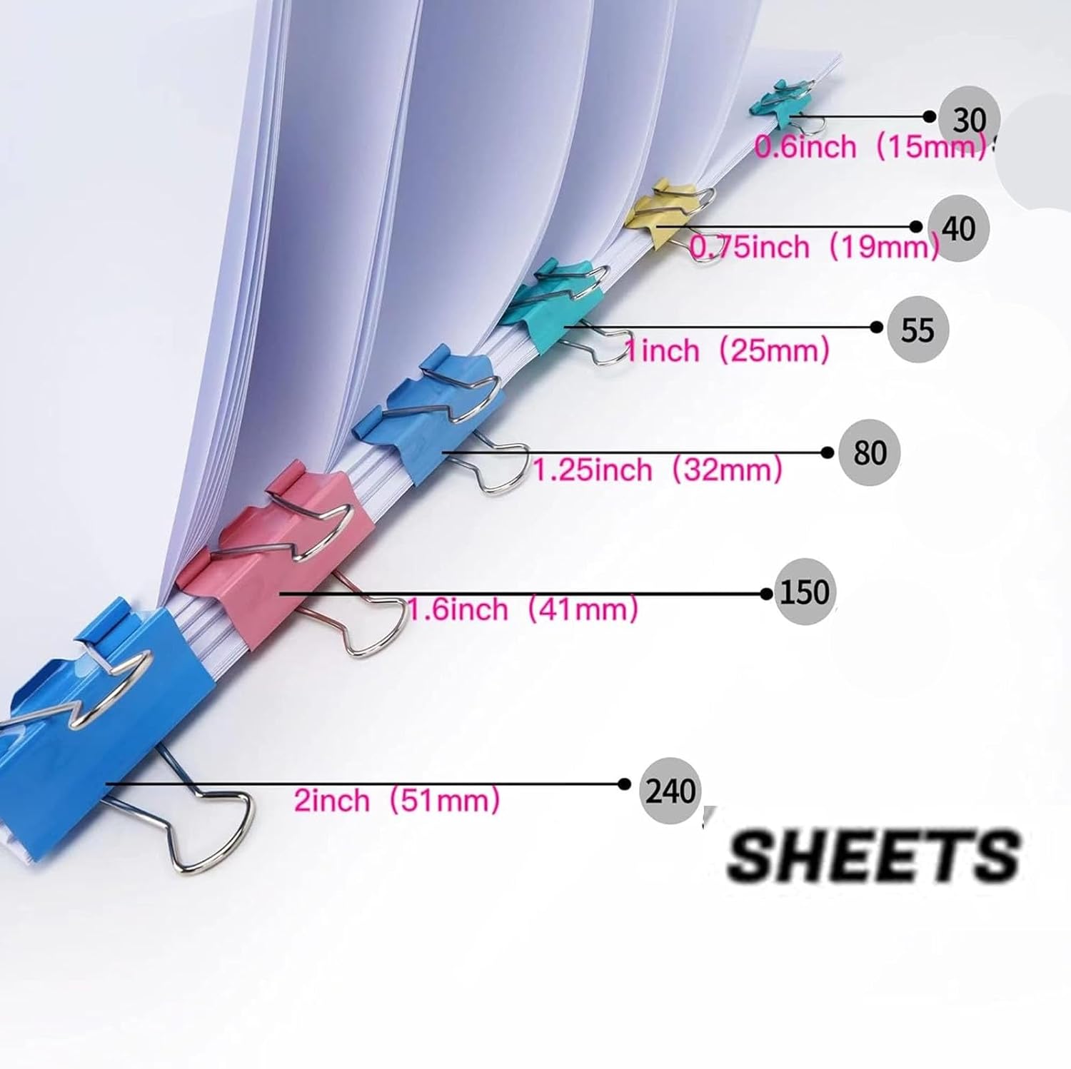 Foldback Clips, 40 Paper Clips - огляд і ціна Binder Clip Assorted