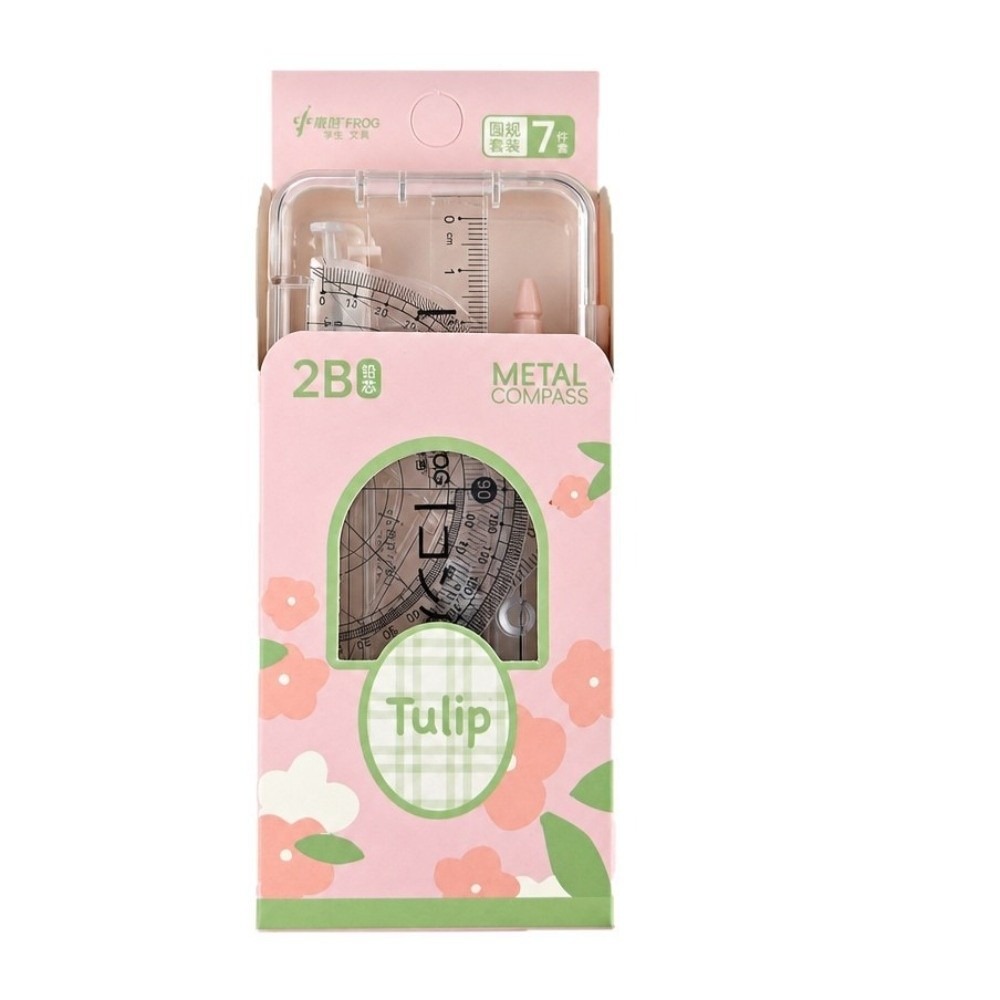 2/7pcs Portable Tulip Student  - огляд і ціна Compass Geometry Set