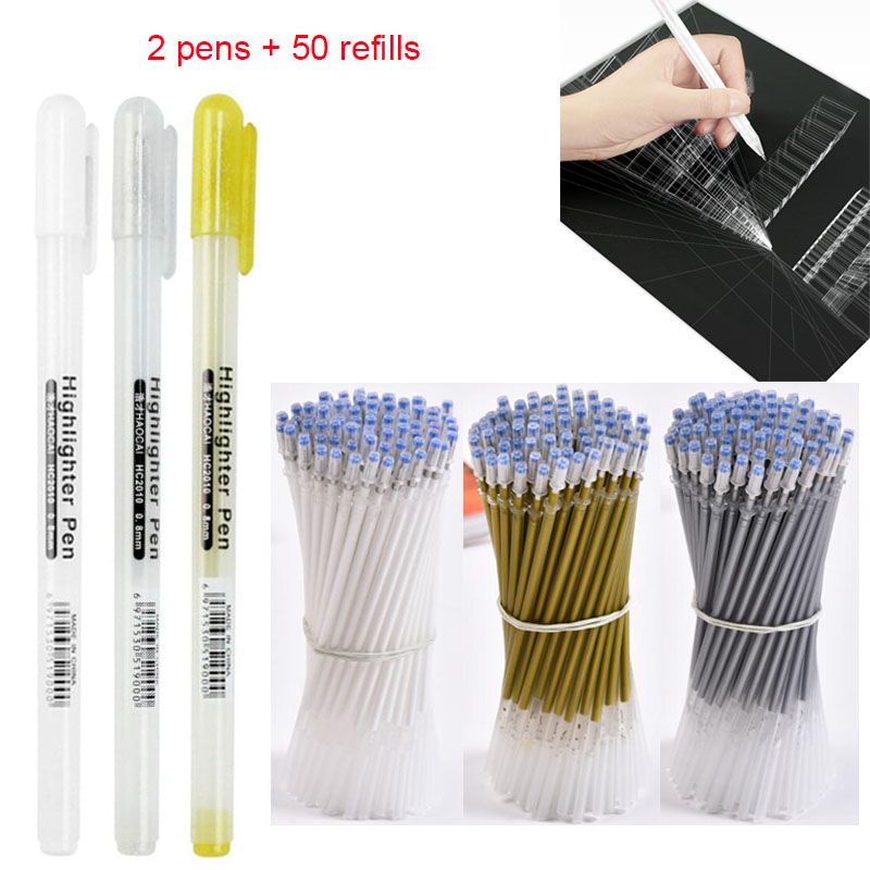 2pc+50pcs Refills/set, Gold/wh - огляд і ціна Gel Ink Pen Set